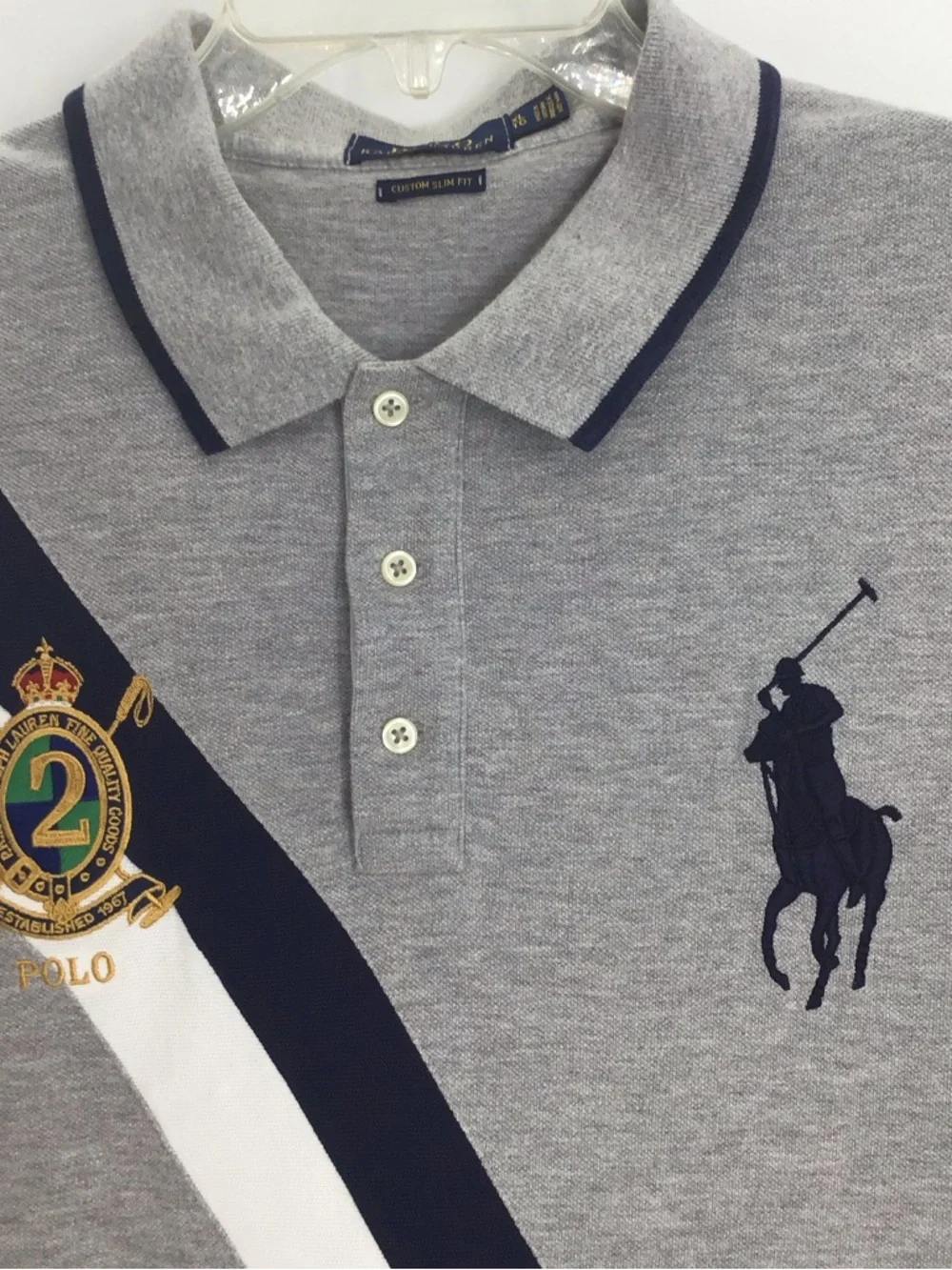 Polo Ralph Lauren Big Pony Custom Slim Fit Polo Shirt Embroidery Logo Size XL